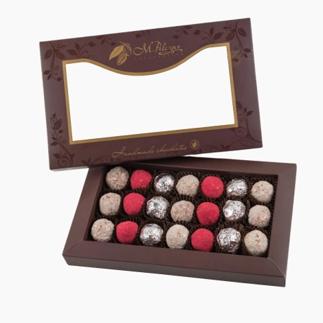 Zestaw trufli na I Komunię Świętą - Marc de Champagne, gianduja, szarlotka 21 szt.
